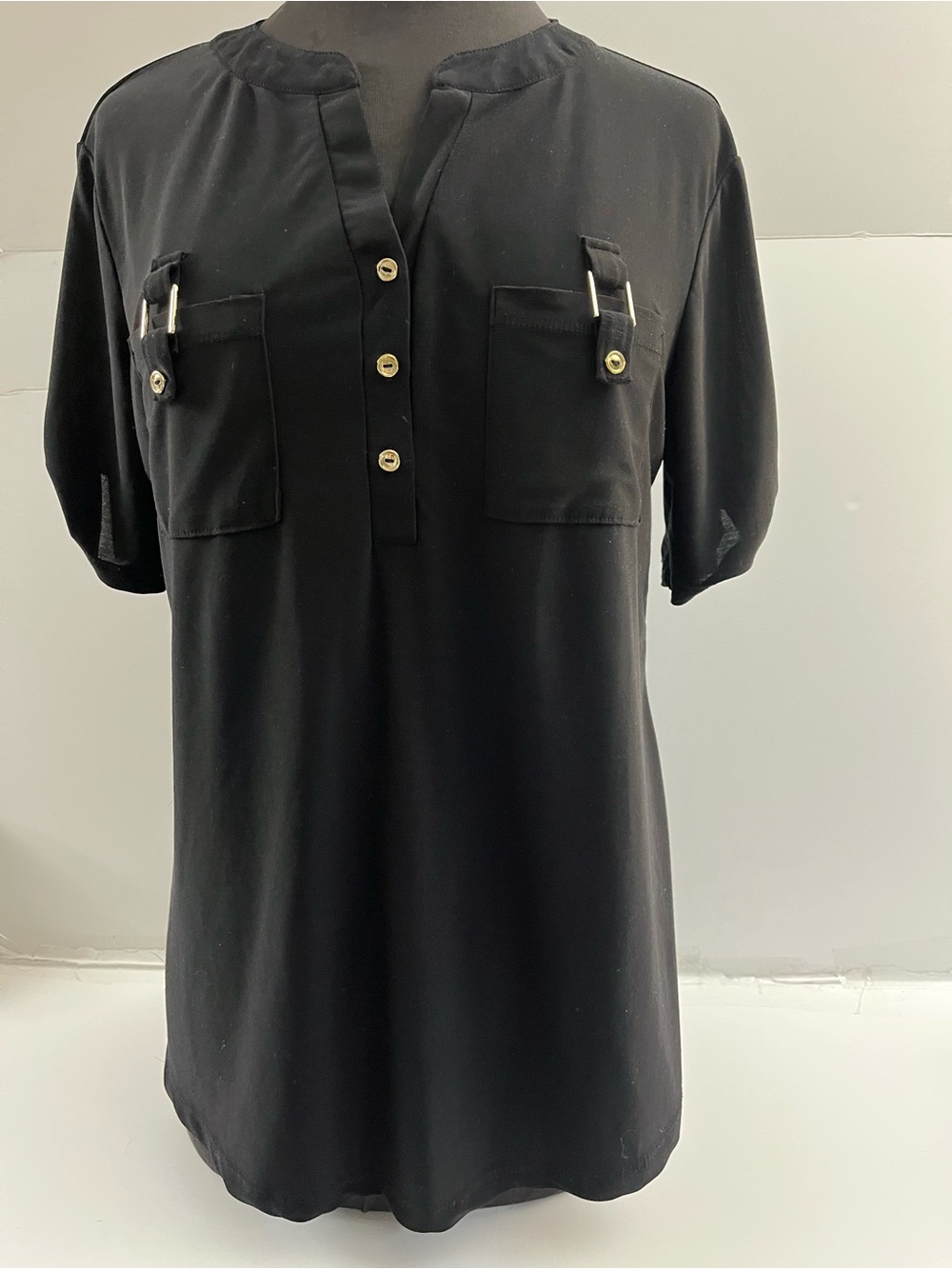 PerSeption Concept Black Button Pocket Tunic